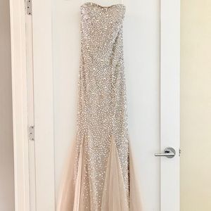 Jovani Champagne Sequence Mermaid Prom Dress Gown